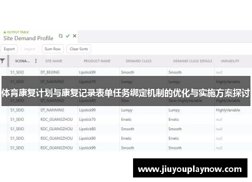 体育康复计划与康复记录表单任务绑定机制的优化与实施方案探讨